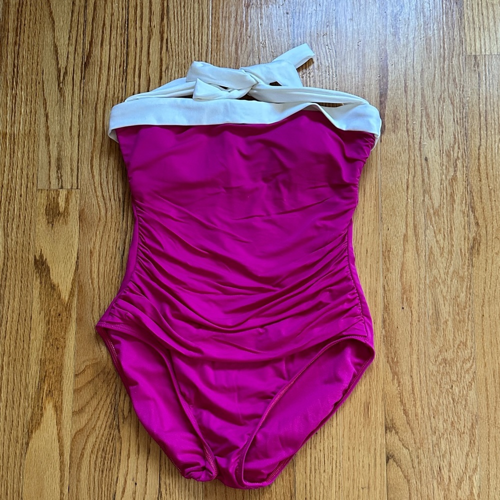 NWOT Polo Ralph Lauren Pink and Cream Women's One Piece Swimsuit